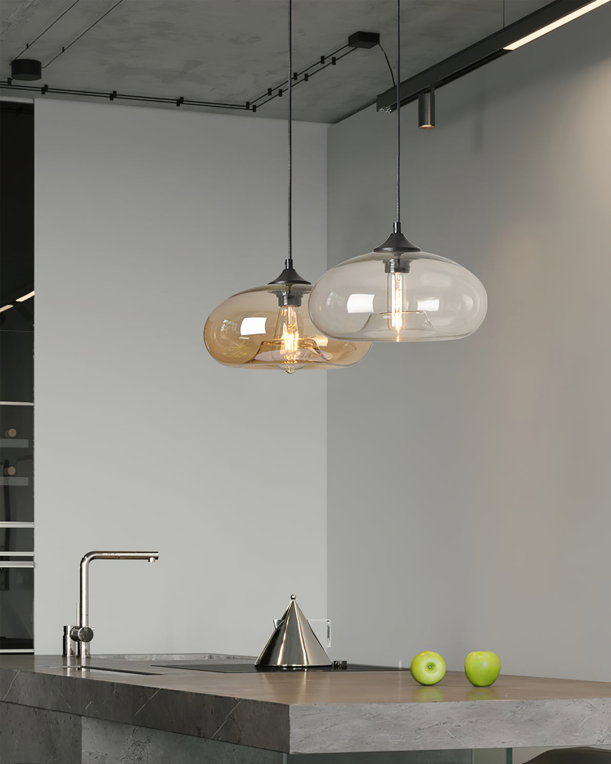 Transparent Glass Drop Fixture 11 Inch E26 E27 Socket Overhead Lighting for Kitchen Island Dining Table Breakfast Nook Entryway Foyer | Thomler