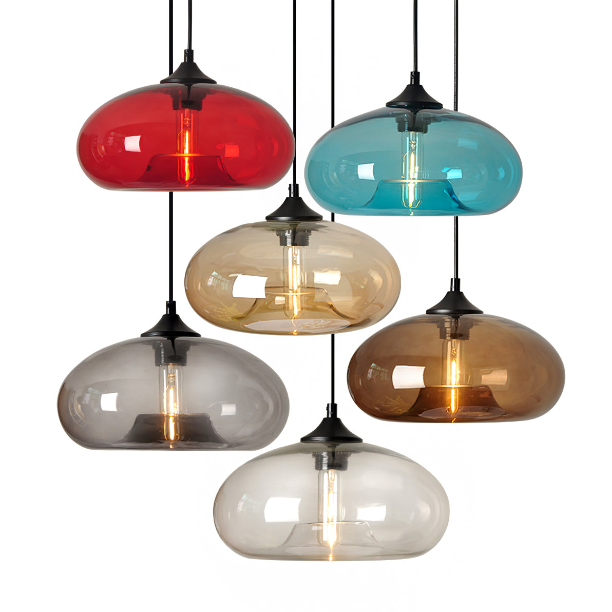 Transparent Glass Drop Fixture 11 Inch E26 E27 Socket Overhead Lighting for Kitchen Island Dining Table Breakfast Nook Entryway Foyer | Thomler