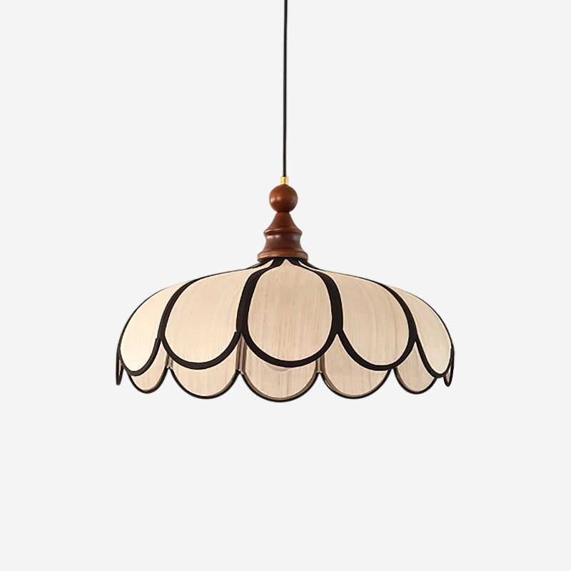 Woven Fiber Dome Ceiling Fixture with Wood Trim – 16 to 24 Inch Sizes – Adjustable Drop Suspension for Kitchens, Breakfast Nooks & Dining Ar | Thomler