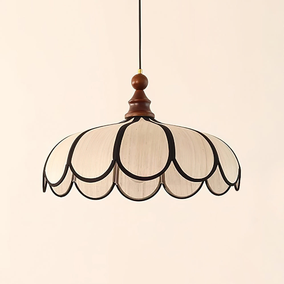 Woven Fiber Dome Ceiling Fixture with Wood Trim – 16 to 24 Inch Sizes – Adjustable Drop Suspension for Kitchens, Breakfast Nooks & Dining Ar | Thomler