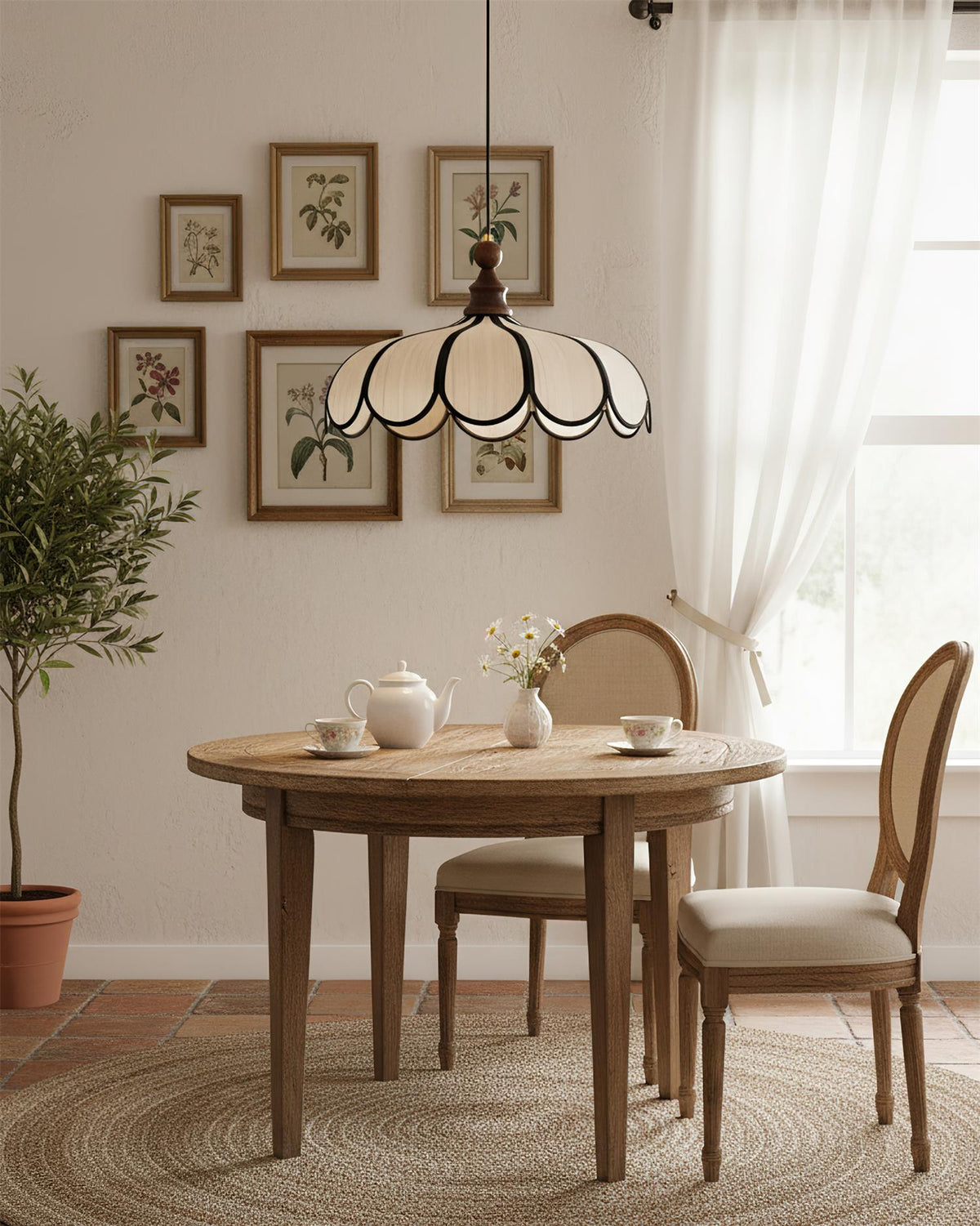 Woven Fiber Dome Ceiling Fixture with Wood Trim – 16 to 24 Inch Sizes – Adjustable Drop Suspension for Kitchens, Breakfast Nooks & Dining Ar | Thomler