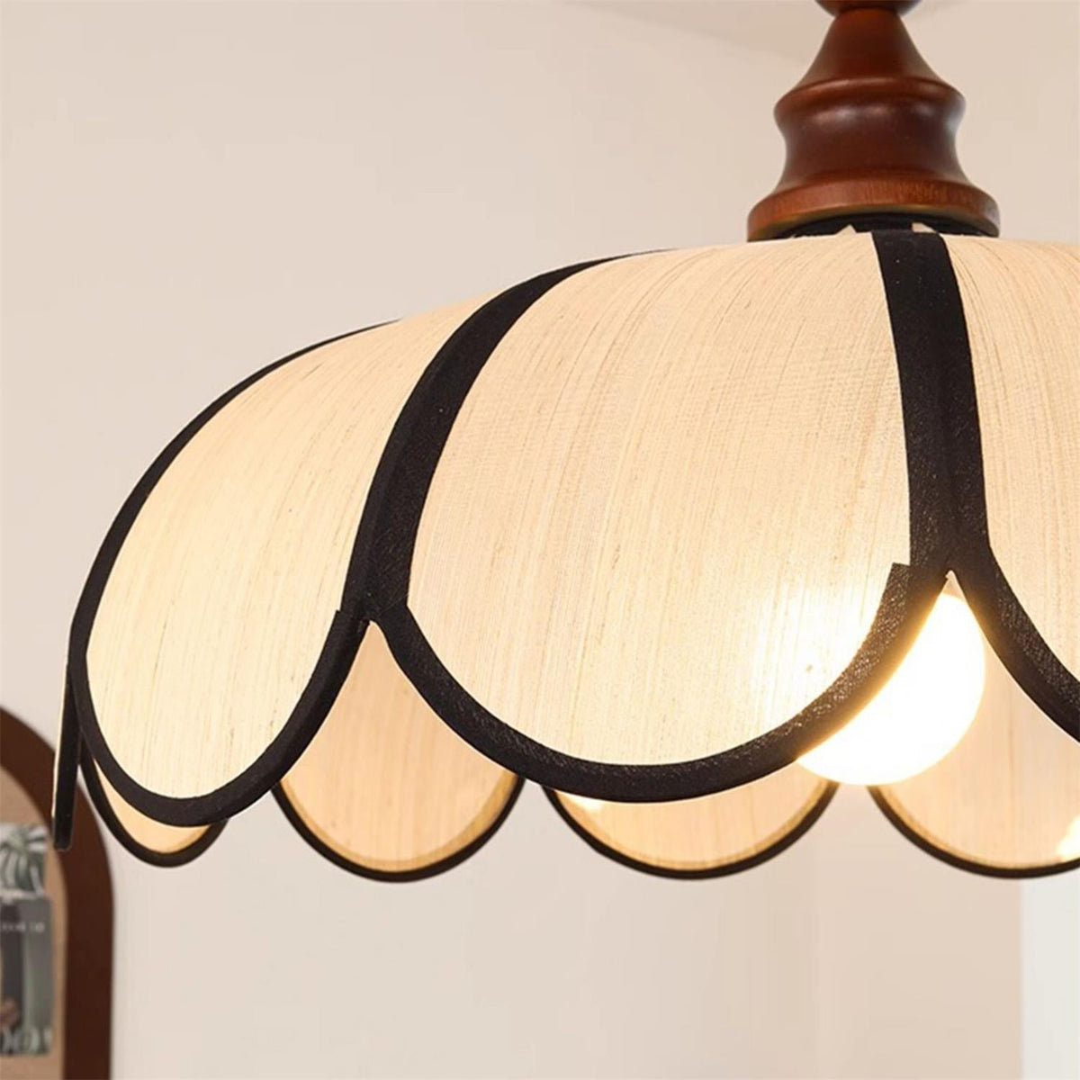 Woven Fiber Dome Ceiling Fixture with Wood Trim – 16 to 24 Inch Sizes – Adjustable Drop Suspension for Kitchens, Breakfast Nooks & Dining Ar | Thomler