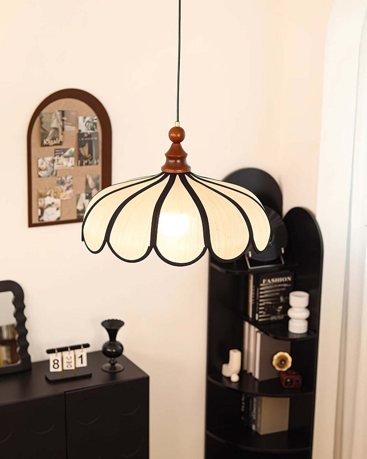 Woven Fiber Dome Ceiling Fixture with Wood Trim – 16 to 24 Inch Sizes – Adjustable Drop Suspension for Kitchens, Breakfast Nooks & Dining Ar | Thomler