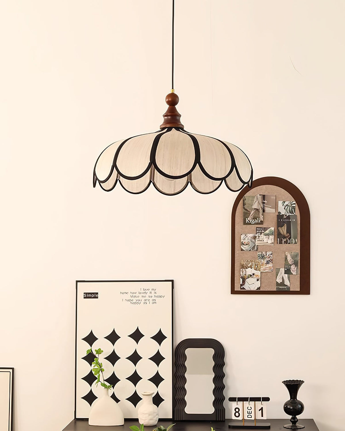 Woven Fiber Dome Ceiling Fixture with Wood Trim – 16 to 24 Inch Sizes – Adjustable Drop Suspension for Kitchens, Breakfast Nooks & Dining Ar | Thomler