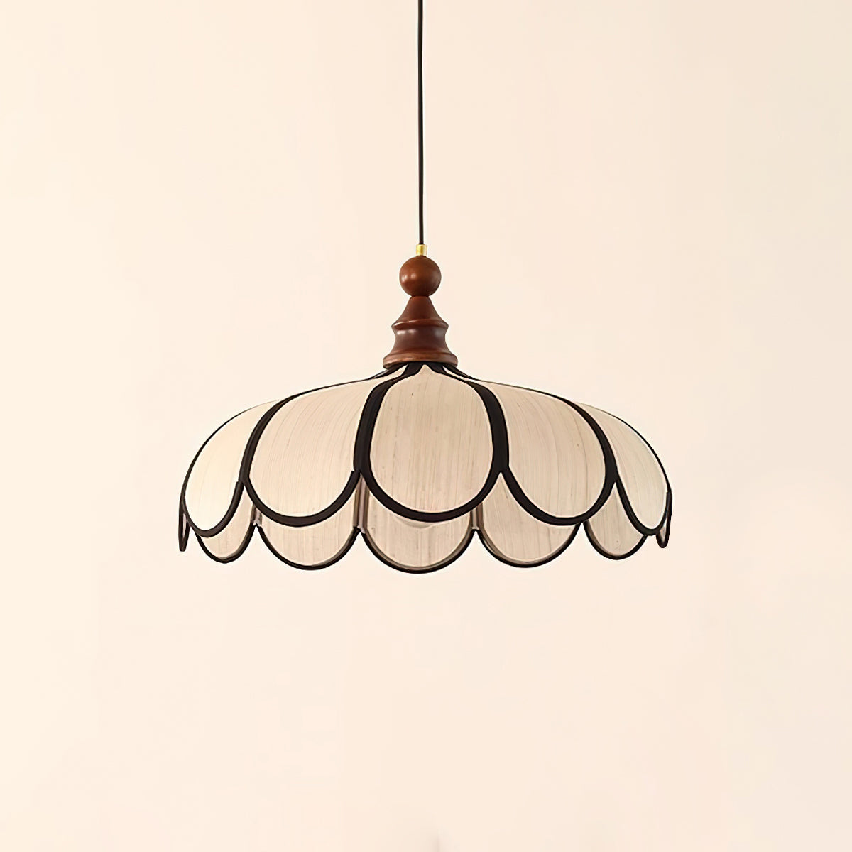 Woven Fiber Dome Ceiling Fixture with Wood Trim – 16 to 24 Inch Sizes – Adjustable Drop Suspension for Kitchens, Breakfast Nooks & Dining Ar | Thomler