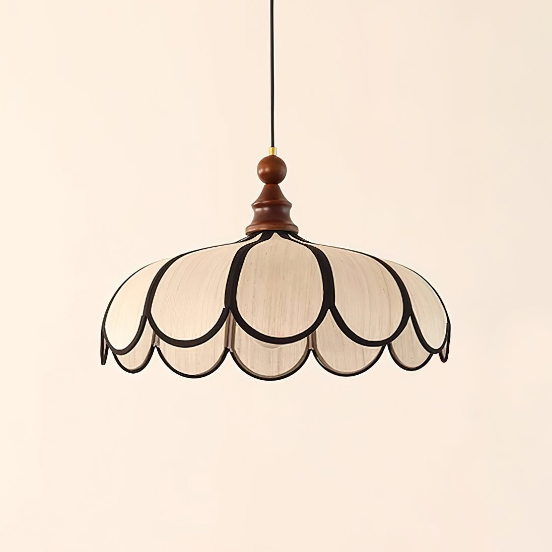 Woven Fiber Dome Ceiling Fixture with Wood Trim – 16 to 24 Inch Sizes – Adjustable Drop Suspension for Kitchens, Breakfast Nooks & Dining Ar | Thomler