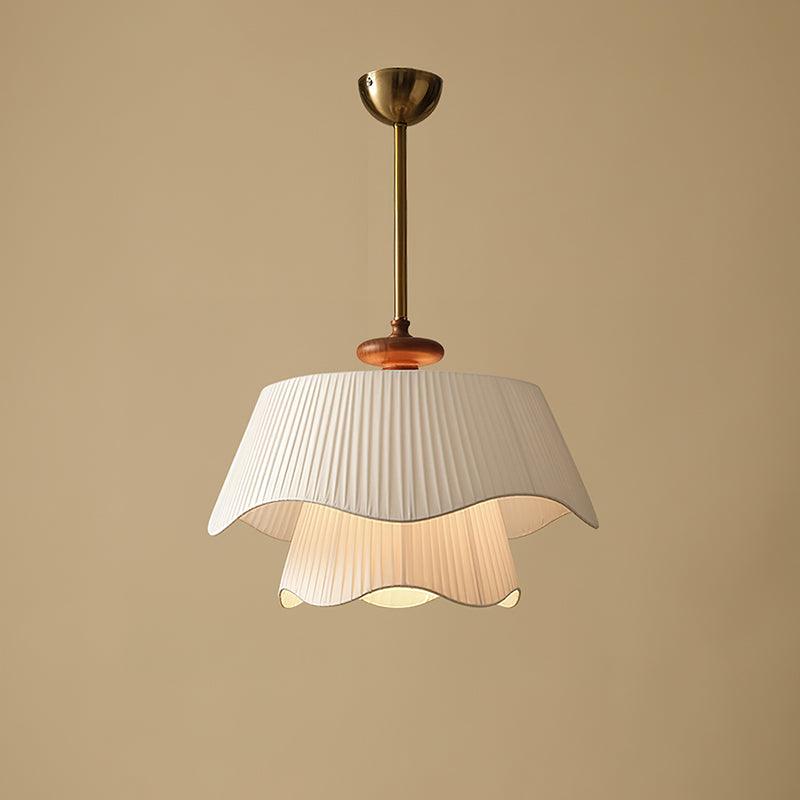 Layered Fabric Drum Pendant Light 10 in Dining Room Farmhouse Style Ceiling Fixture Bedroom Kitchen Island Wood Accent Hanging Lamp E26 Sock | Thomler