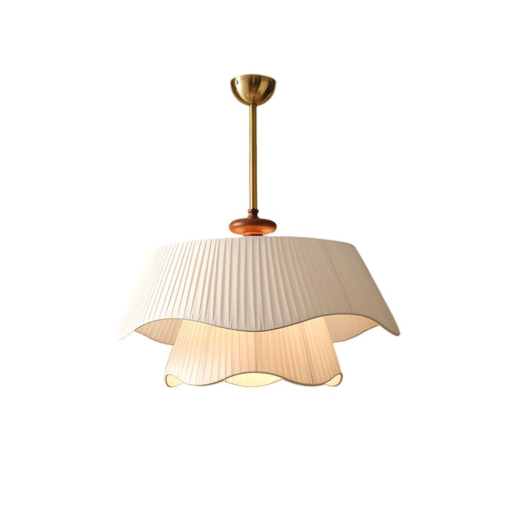 Layered Fabric Drum Pendant Light 10 in Dining Room Farmhouse Style Ceiling Fixture Bedroom Kitchen Island Wood Accent Hanging Lamp E26 Sock | Thomler