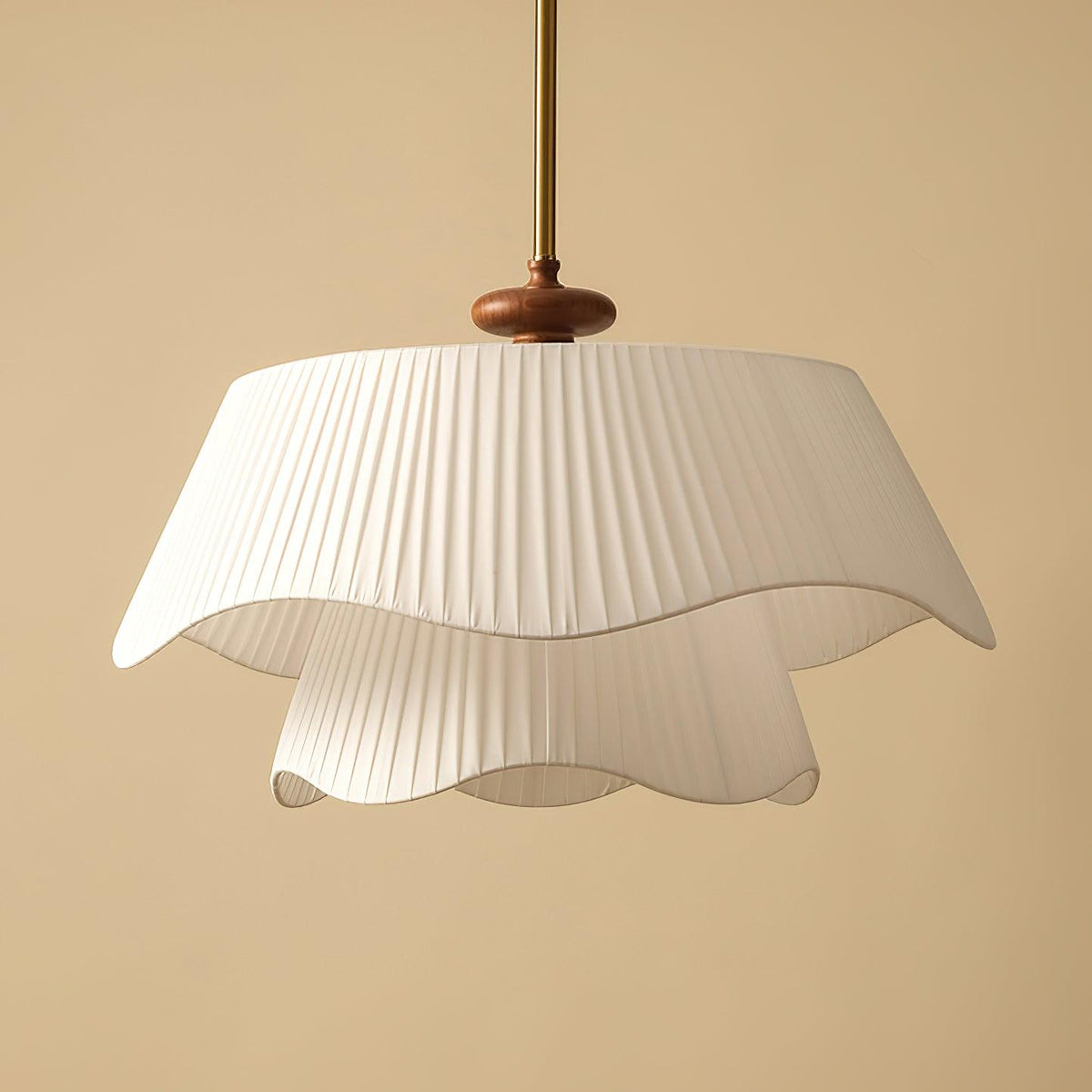 Layered Fabric Drum Pendant Light 10 in Dining Room Farmhouse Style Ceiling Fixture Bedroom Kitchen Island Wood Accent Hanging Lamp E26 Sock | Thomler
