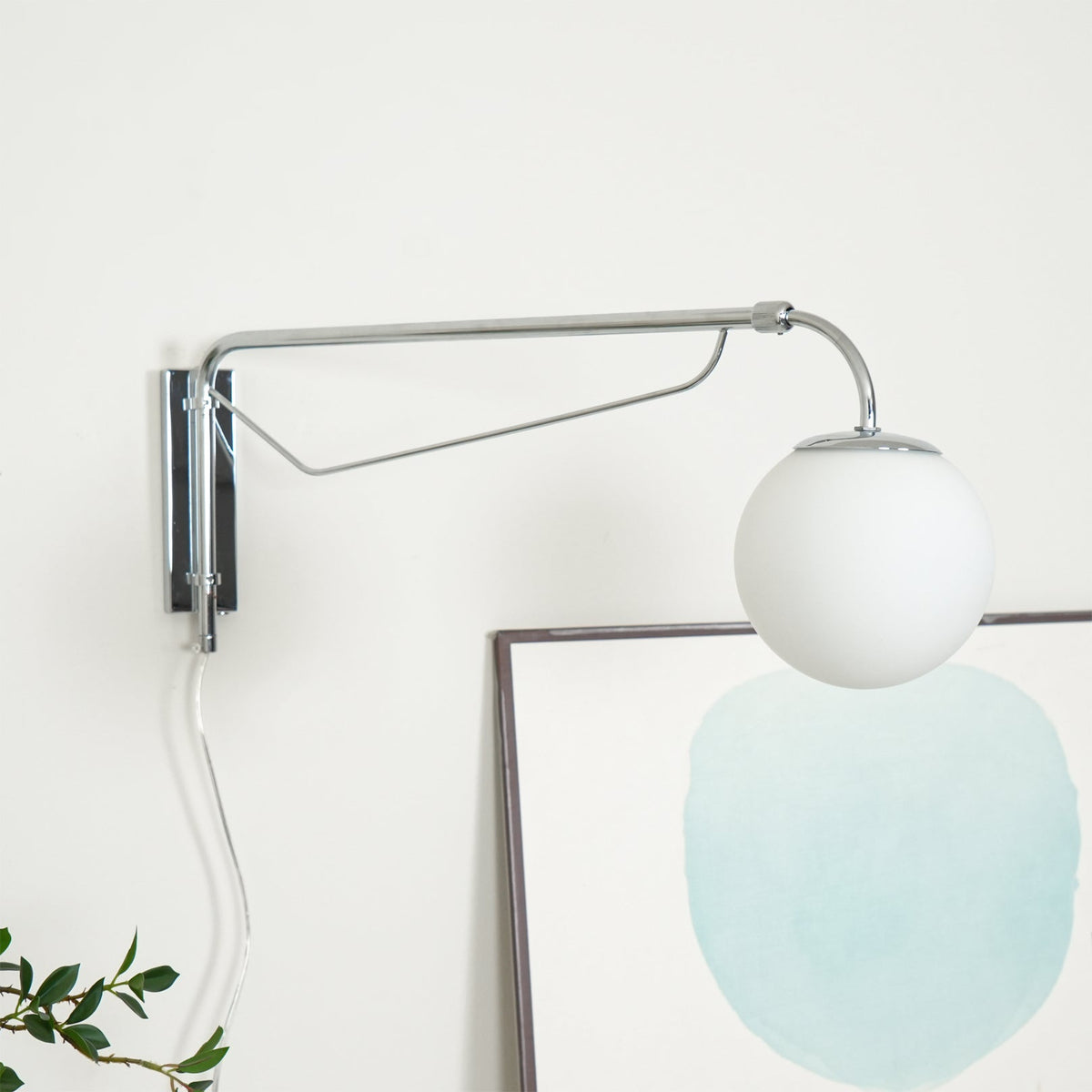 Swing Arm Wall Sconce Chrome Metal Adjustable Reading Light E26 LED Bedroom Bedside Task Lighting for Home Office Study | Thomler
