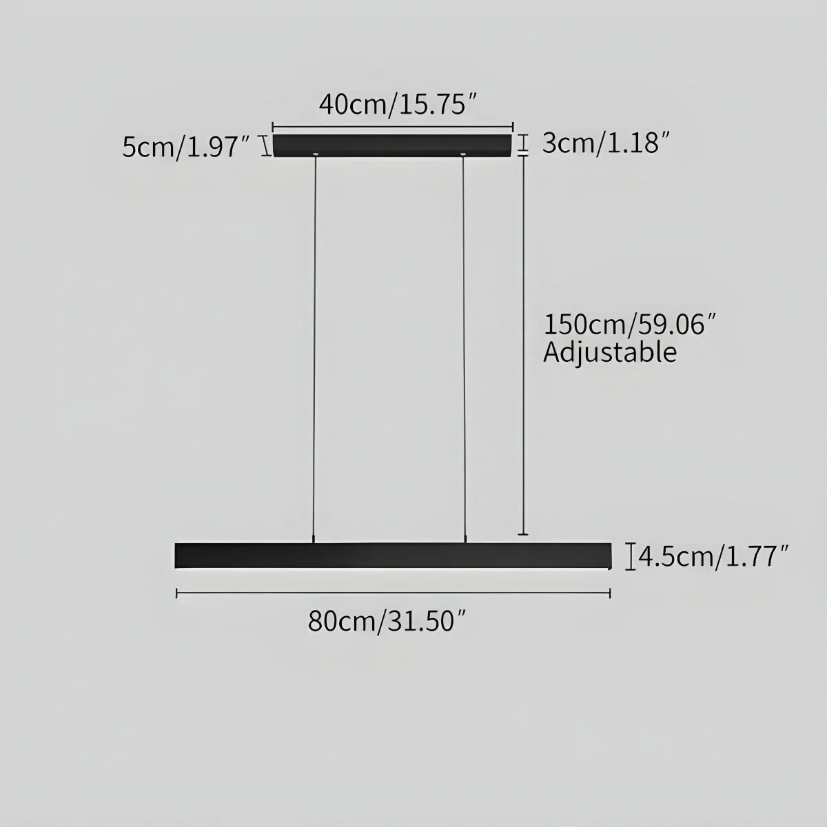 Lámpara de techo LED lineal de aluminio negro, luz colgante para comedor, isla de cocina, escritorio de oficina, lámpara suspendida minimalista moderna ajustable | Thomler