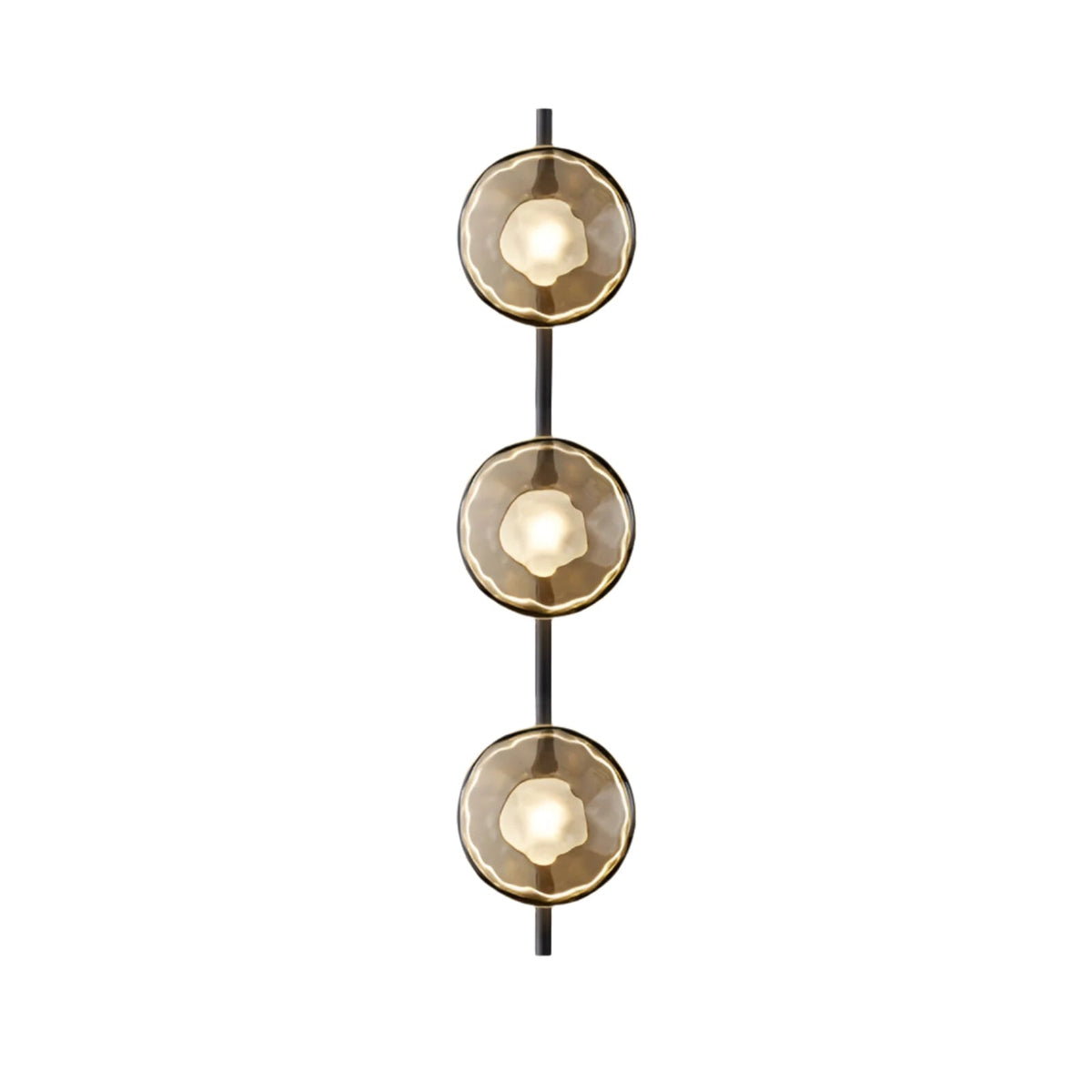 Modern Glass Sconce Light for Bedroom Hallway | Textured LED Wall Fixture Black or Gold Finish | Indoor Ambient Lighting | Thomler