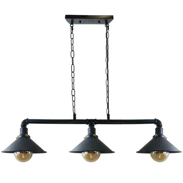 Triple Socket Industrial Overhead Fixture Metal 47 in × 40 in Rustic Red for Dining Kitchen Island Bar Restaurant Loft | Thomler