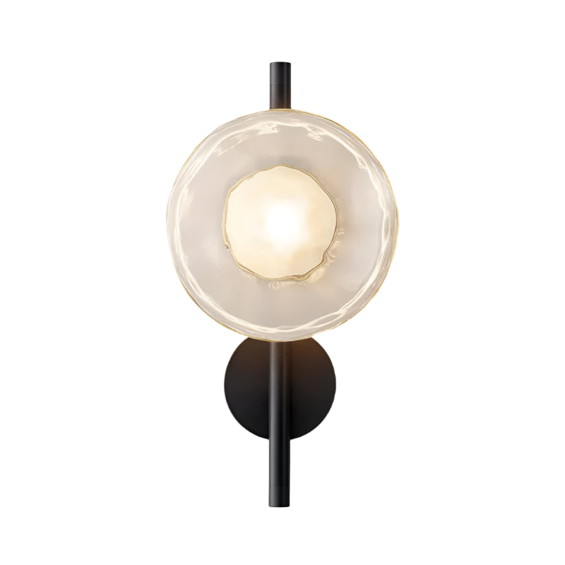Modern Glass Sconce Light for Bedroom Hallway | Textured LED Wall Fixture Black or Gold Finish | Indoor Ambient Lighting | Thomler