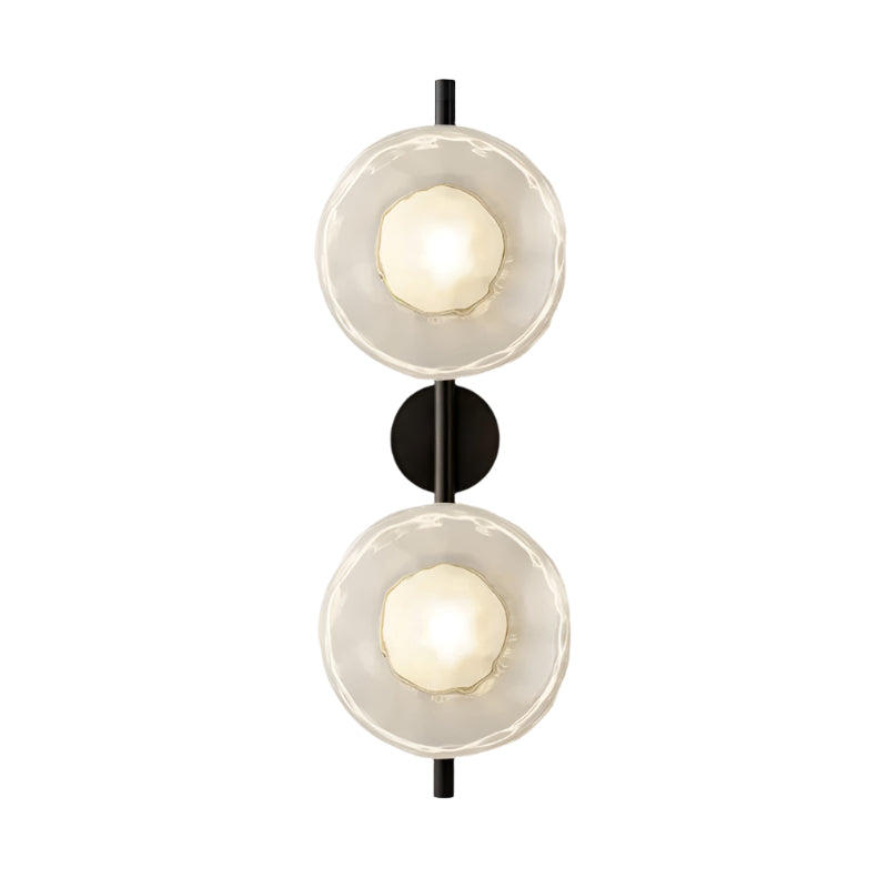 Modern Glass Sconce Light for Bedroom Hallway | Textured LED Wall Fixture Black or Gold Finish | Indoor Ambient Lighting | Thomler