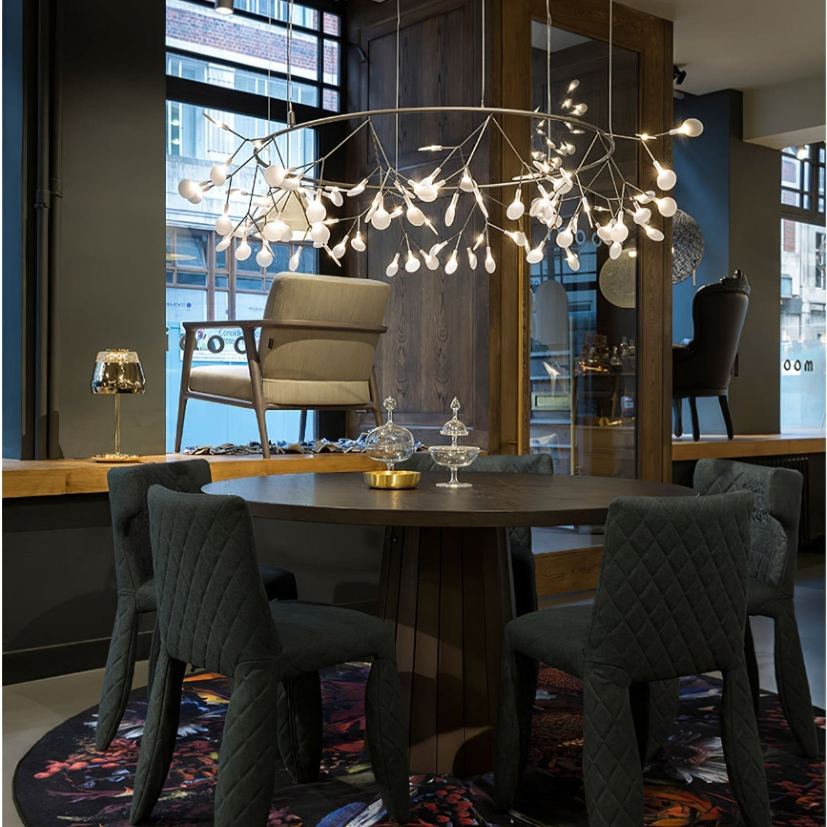 Vertakkende led-kroonluchter met acryl bloemblaadjes, zwarte afwerking, 20W geïntegreerde verlichting, dimbaar, optionele afstandsbediening, modern statement-armatuur, voor binnenshuis/woonkamer