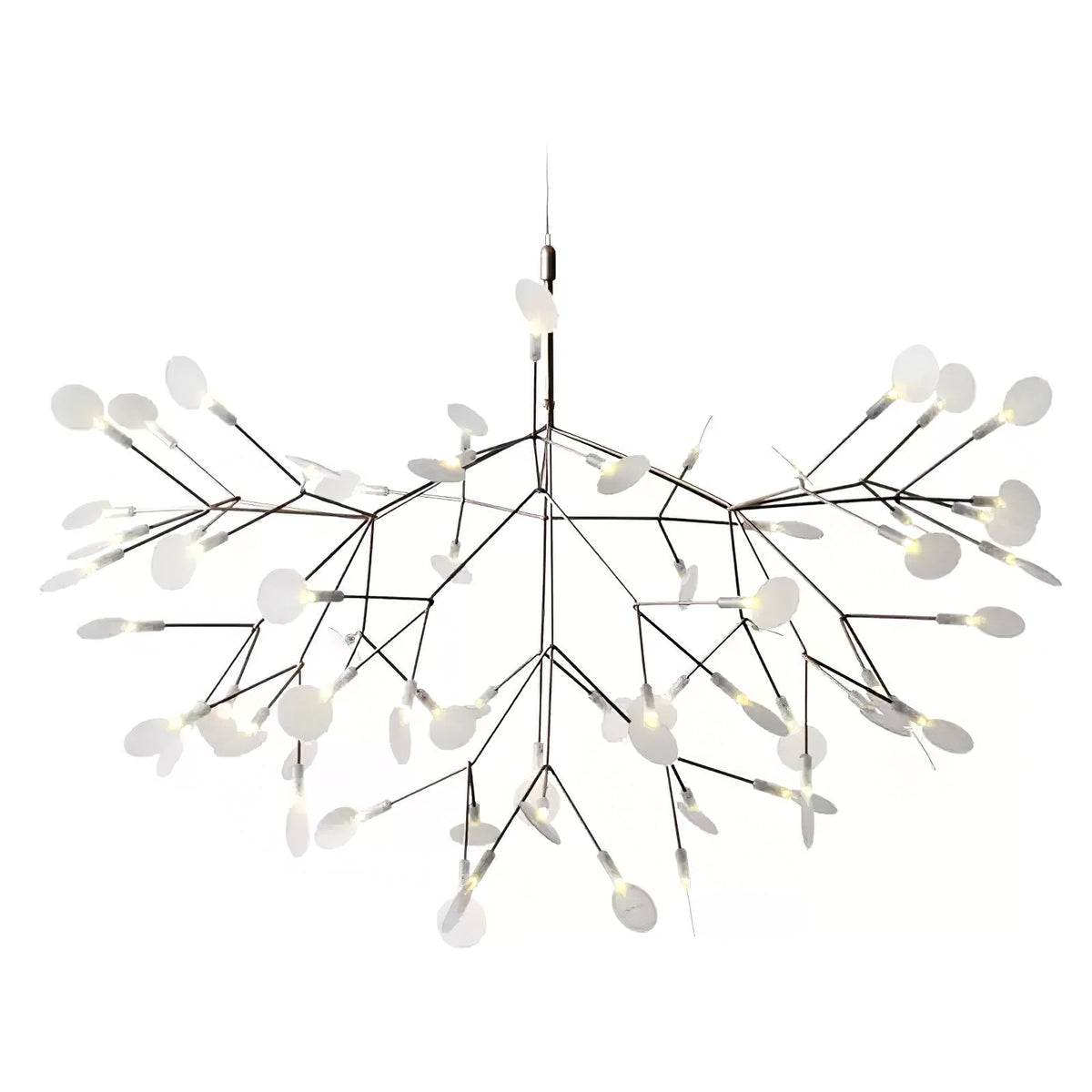 Vertakkende led-kroonluchter met acryl bloemblaadjes, zwarte afwerking, 20W geïntegreerde verlichting, dimbaar, optionele afstandsbediening, modern statement-armatuur, voor binnenshuis/woonkamer