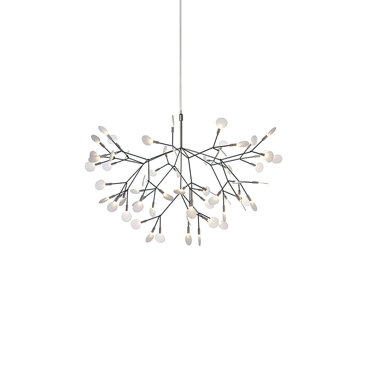 Vertakkende led-kroonluchter met acryl bloemblaadjes, zwarte afwerking, 20W geïntegreerde verlichting, dimbaar, optionele afstandsbediening, modern statement-armatuur, voor binnenshuis/woonkamer