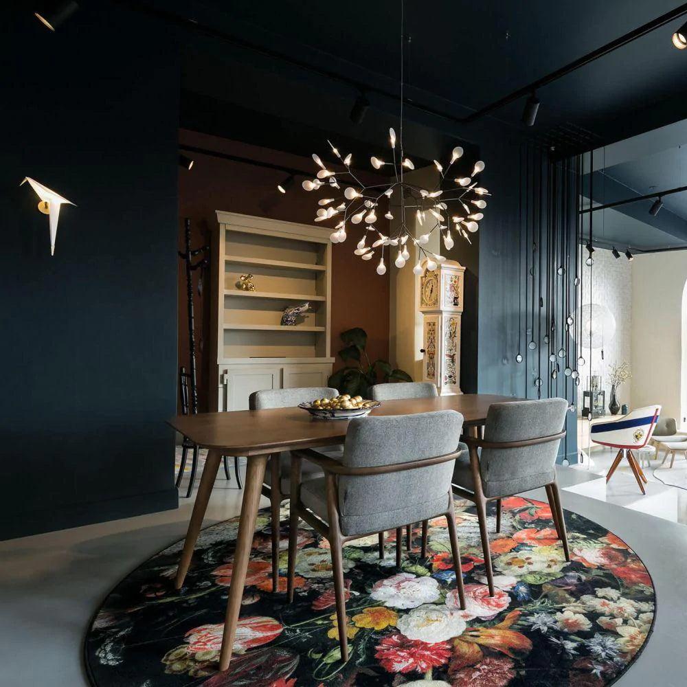 Vertakkende led-kroonluchter met acryl bloemblaadjes, zwarte afwerking, 20W geïntegreerde verlichting, dimbaar, optionele afstandsbediening, modern statement-armatuur, voor binnenshuis/woonkamer