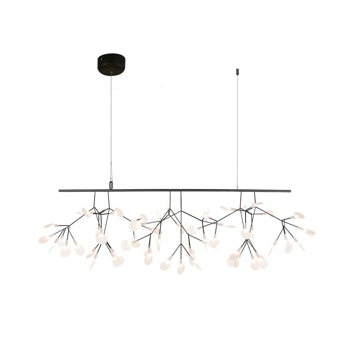 Vertakkende led-kroonluchter met acryl bloemblaadjes, zwarte afwerking, 20W geïntegreerde verlichting, dimbaar, optionele afstandsbediening, modern statement-armatuur, voor binnenshuis/woonkamer