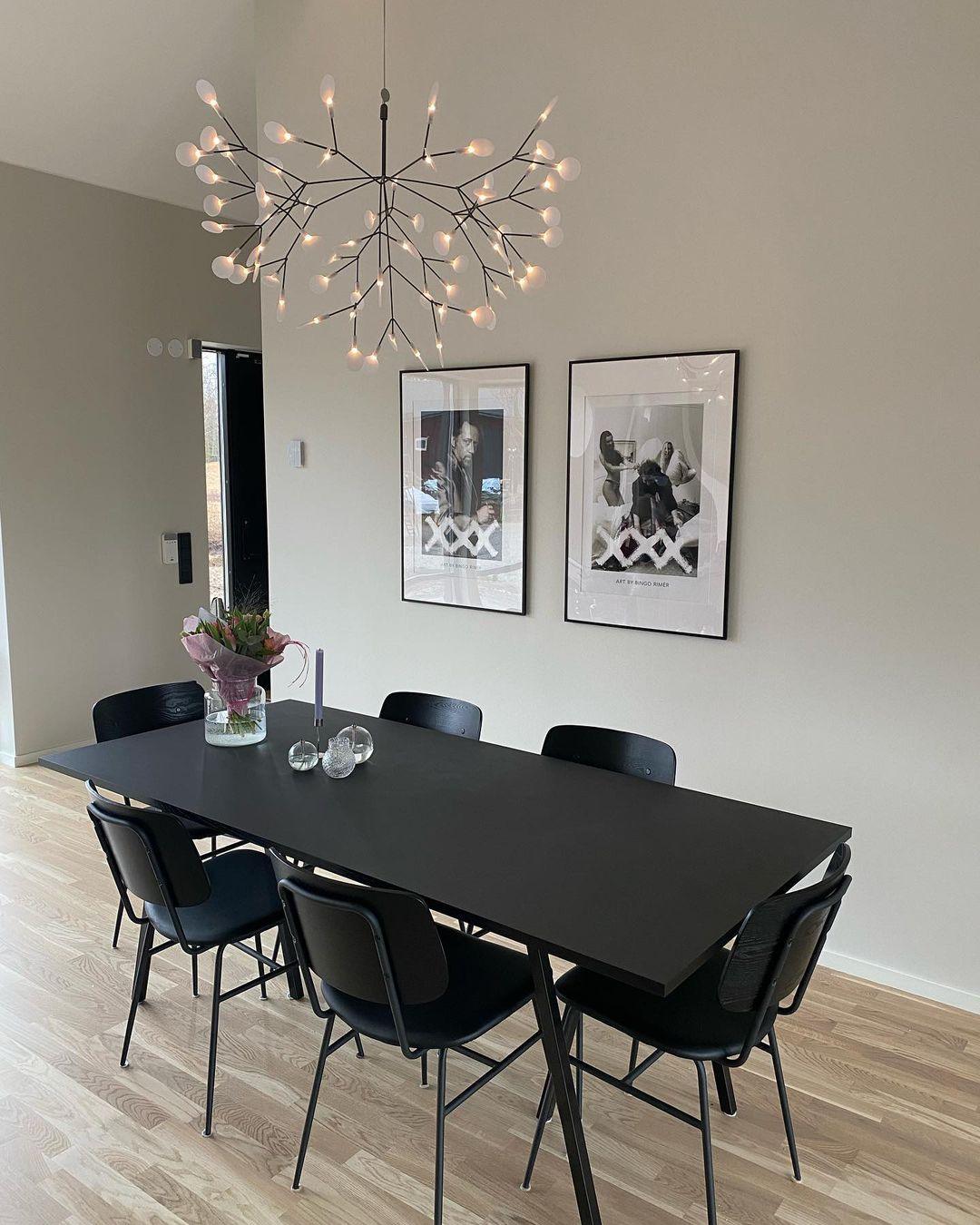Vertakkende led-kroonluchter met acryl bloemblaadjes, zwarte afwerking, 20W geïntegreerde verlichting, dimbaar, optionele afstandsbediening, modern statement-armatuur, voor binnenshuis/woonkamer