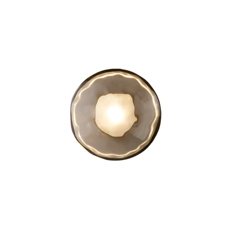 Modern Glass Sconce Light for Bedroom Hallway | Textured LED Wall Fixture Black or Gold Finish | Indoor Ambient Lighting | Thomler