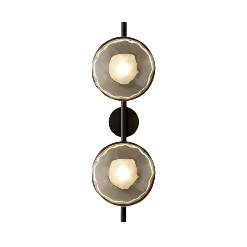 Modern Glass Sconce Light for Bedroom Hallway | Textured LED Wall Fixture Black or Gold Finish | Indoor Ambient Lighting | Thomler