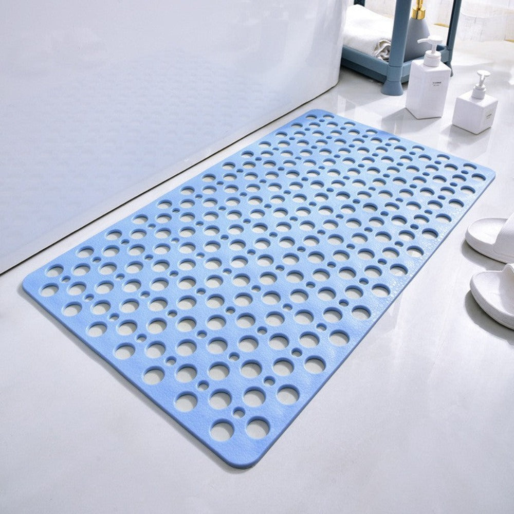 Rutschfeste Badematte mit Abflusslöchern, Grau, 60x40 cm, PVC, schnelltrocknende Sicherheits-Badeinlage für Dusche, Wanne, Nassbereiche, Heim-Spa, Senioren | Thomler