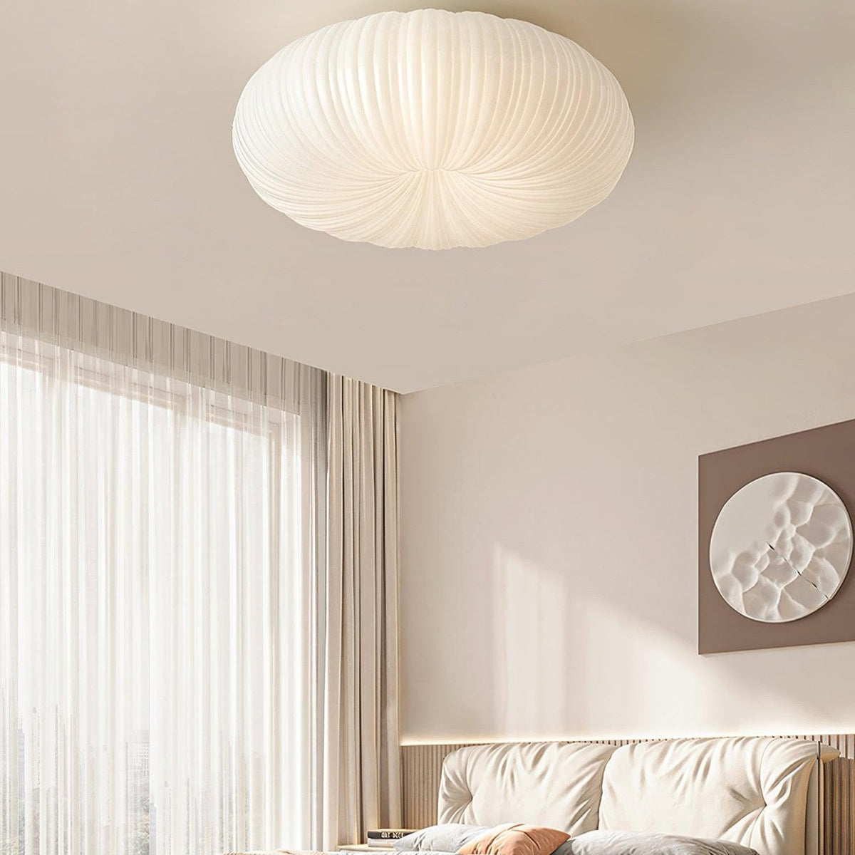 Round Flush Mount LED Light with Remote Control White 22 Inch Dimmable for Bedroom Living Room Kitchen Modern Low Profile Fixture | Thomler