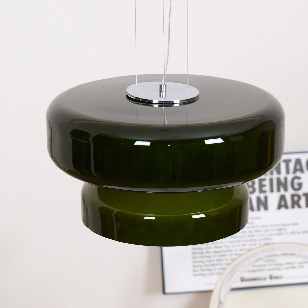 Glass Shade Hanging Light 16 in Chrome Finish Adjustable Cable E27 Socket Kitchen Island Dining Table Pendant Fixture Indoor Ceiling Lightin | Thomler
