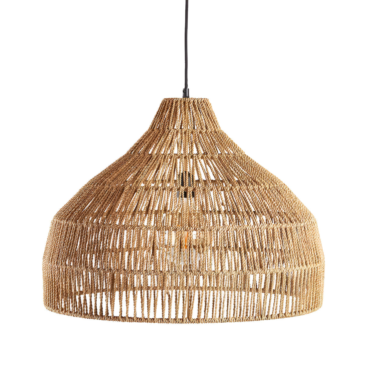 Gevlochten hanglamp, kap van natuurlijke vezels, plafondlamp met verstelbare hoogte voor eettafel, kookeiland, slaapkamer, boho, coastal, Japandi | Thomler
