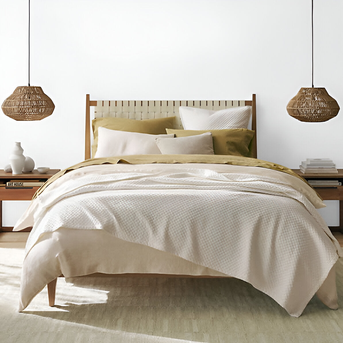 Gevlochten hanglamp, kap van natuurlijke vezels, plafondlamp met verstelbare hoogte voor eettafel, kookeiland, slaapkamer, boho, coastal, Japandi | Thomler