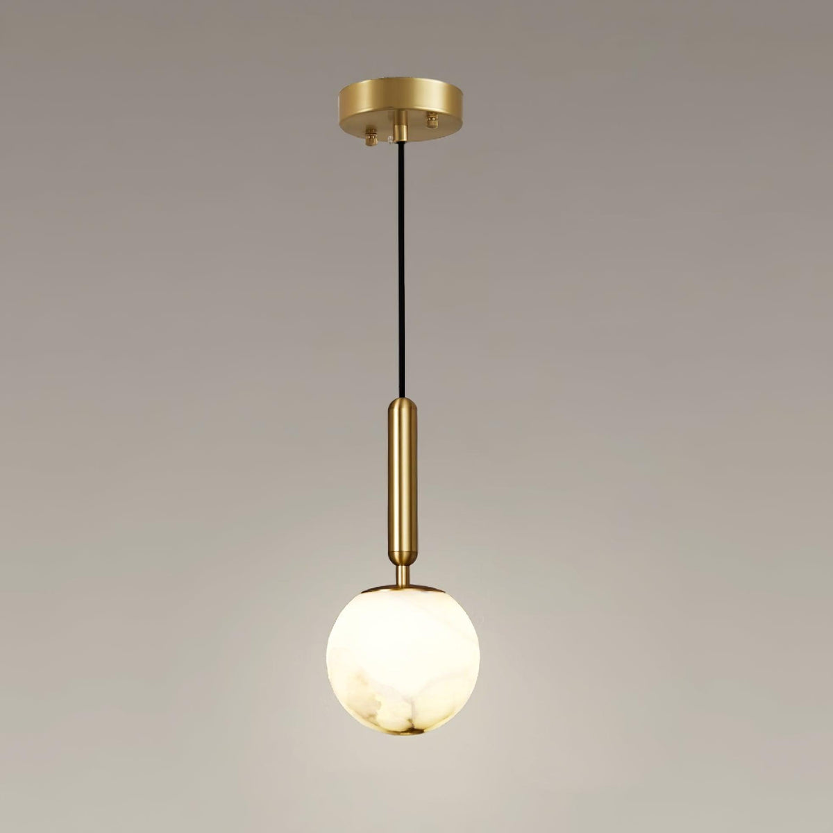 Brass & Stone Globe Ceiling Light 5-Inch for Kitchen Island Dining Room Warm Glow Task Lighting | Thomler
