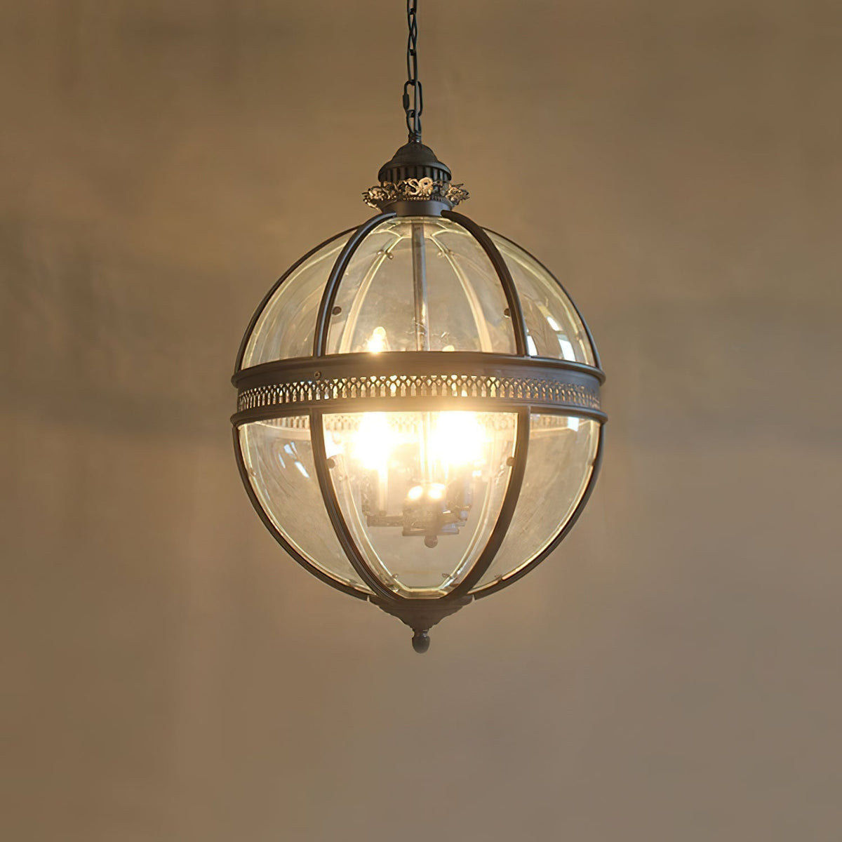 Spherical Glass Shade Ceiling Light E12 Socket Hardwired Overhead Fixture for Dining Table Kitchen Island Breakfast Nook Modern Farmhouse | Thomler