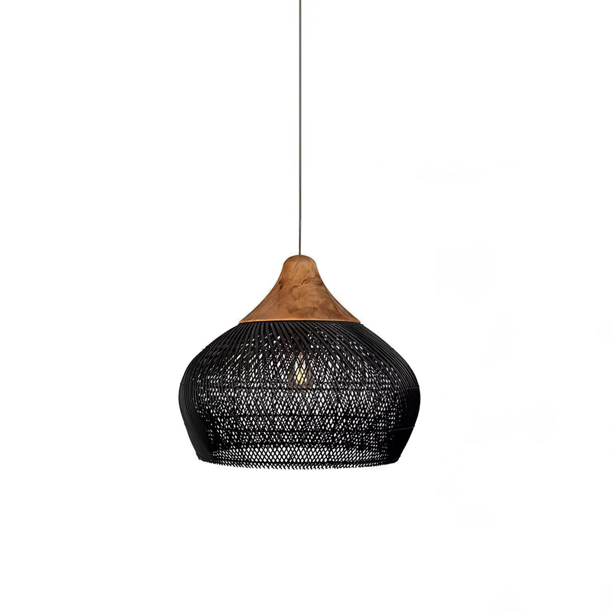 Handwoven Rattan Ceiling Light Fixture for Dining Room and Kitchen Island Over Table Adjustable Drop Natural Fiber Pendant Shade Wood Metal
