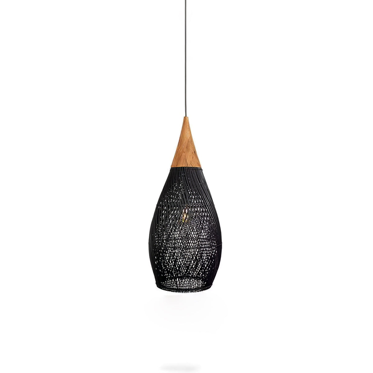 Handwoven Rattan Ceiling Light Fixture for Dining Room and Kitchen Island Over Table Adjustable Drop Natural Fiber Pendant Shade Wood Metal