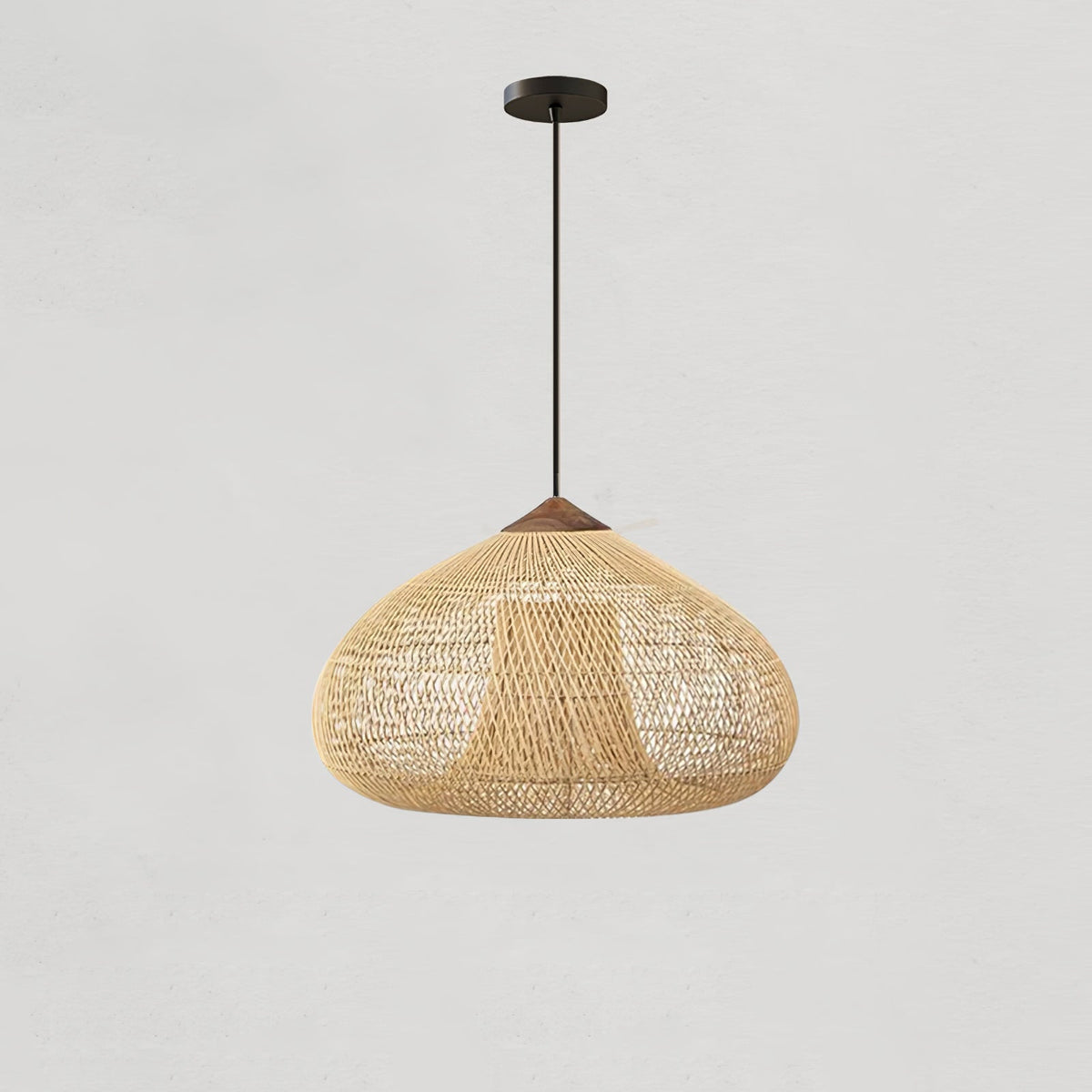 Handwoven Rattan Ceiling Light Fixture for Dining Room and Kitchen Island Over Table Adjustable Drop Natural Fiber Pendant Shade Wood Metal