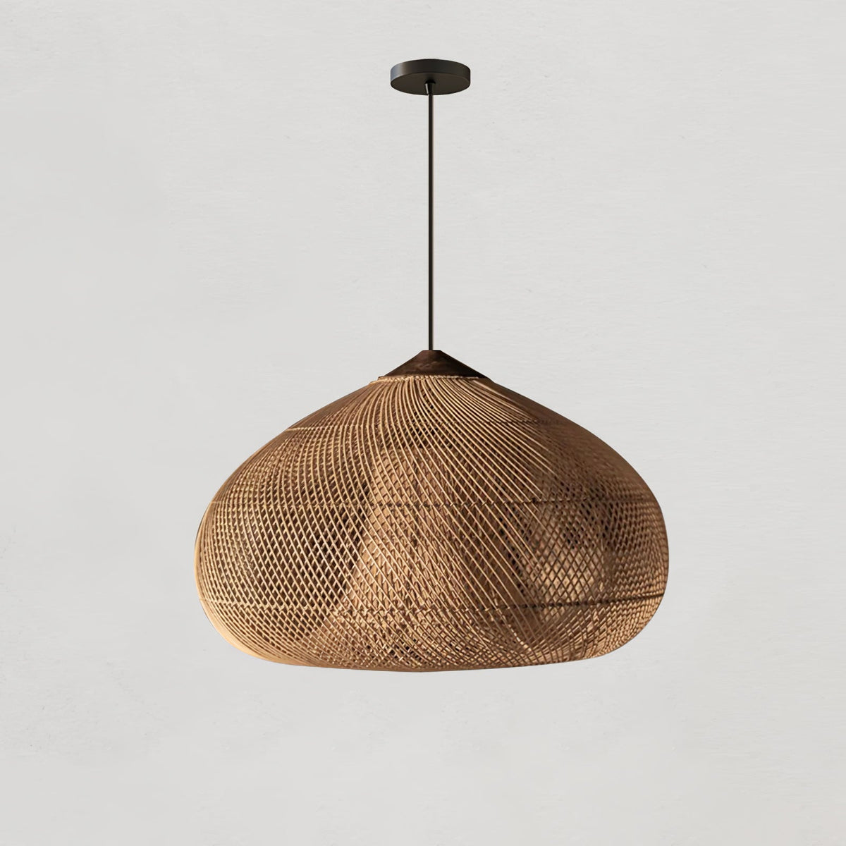 Handwoven Rattan Ceiling Light Fixture for Dining Room and Kitchen Island Over Table Adjustable Drop Natural Fiber Pendant Shade Wood Metal