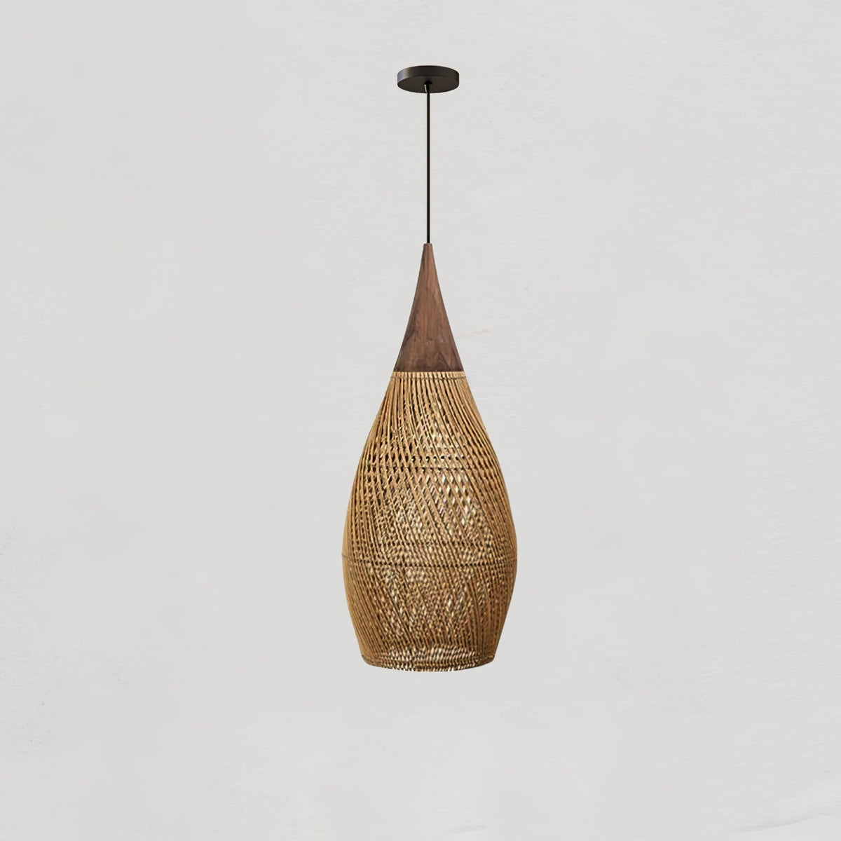 Handwoven Rattan Ceiling Light Fixture for Dining Room and Kitchen Island Over Table Adjustable Drop Natural Fiber Pendant Shade Wood Metal