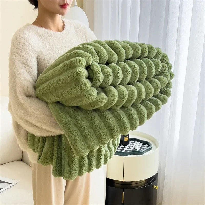 Striped Microfiber Throw Blanket Polyester Soft Lightweight All Season Couch Bed Cuddle Blanket for Living Room Bedroom Home Decor | Thomler