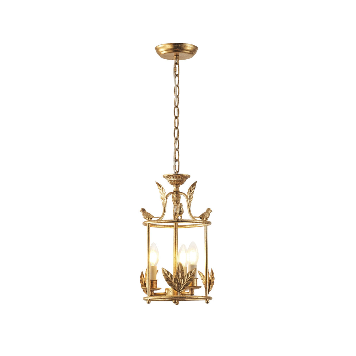 Metal Lantern Ceiling Light 10-Inch Hanging Fixture with Bird Motif for Dining Room Entryway Vintage-Style Chain Suspension | Thomler