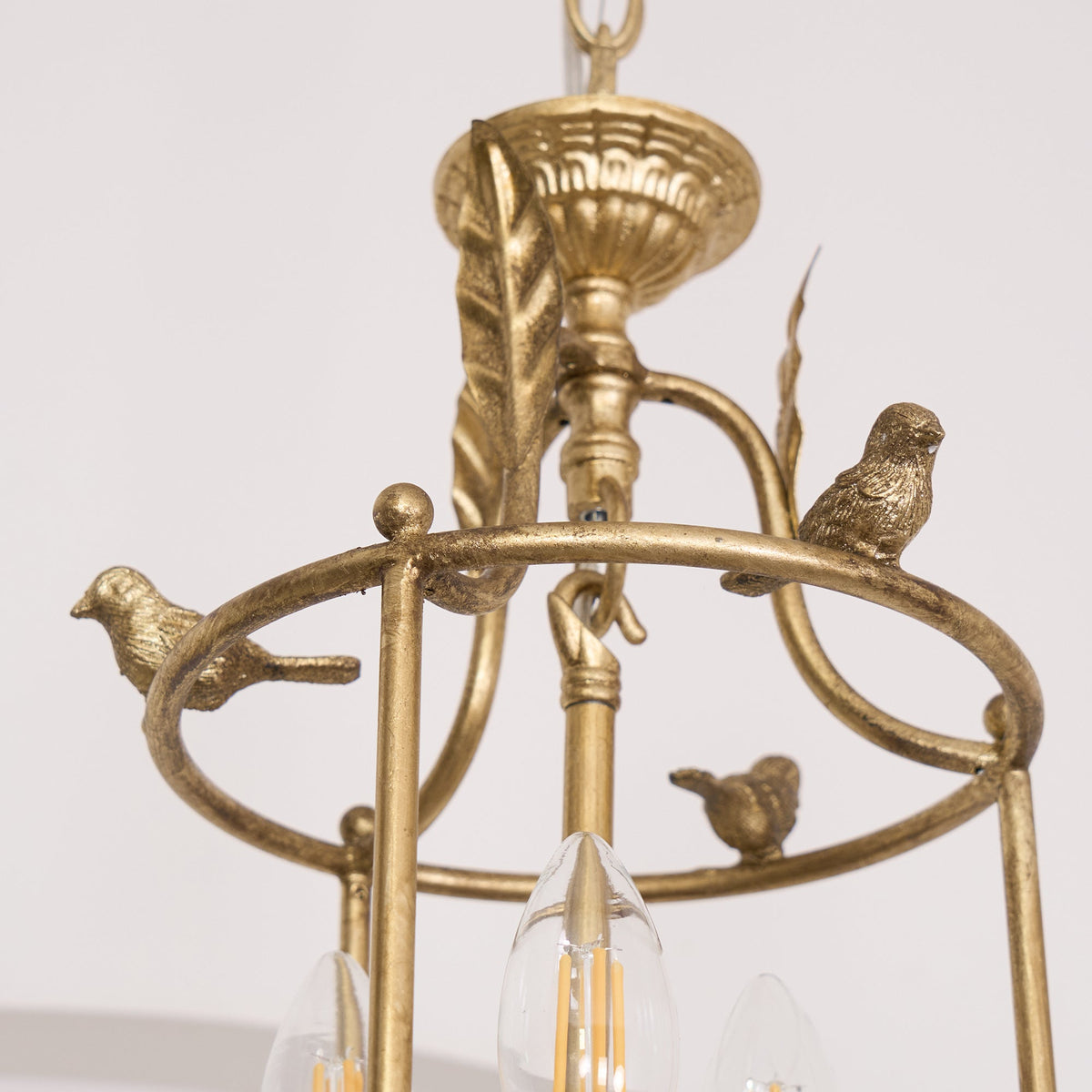 Metal Lantern Ceiling Light 10-Inch Hanging Fixture with Bird Motif for Dining Room Entryway Vintage-Style Chain Suspension | Thomler