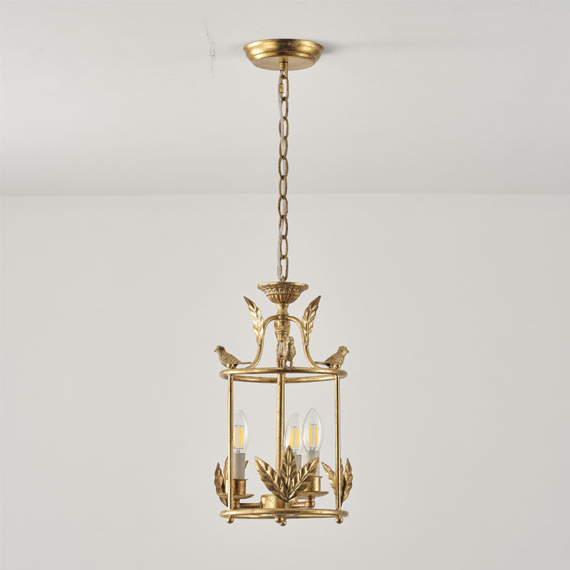 Metal Lantern Ceiling Light 10-Inch Hanging Fixture with Bird Motif for Dining Room Entryway Vintage-Style Chain Suspension | Thomler