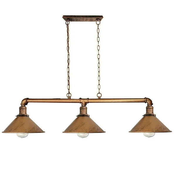 Triple Socket Industrial Overhead Fixture Metal 47 in × 40 in Rustic Red for Dining Kitchen Island Bar Restaurant Loft | Thomler