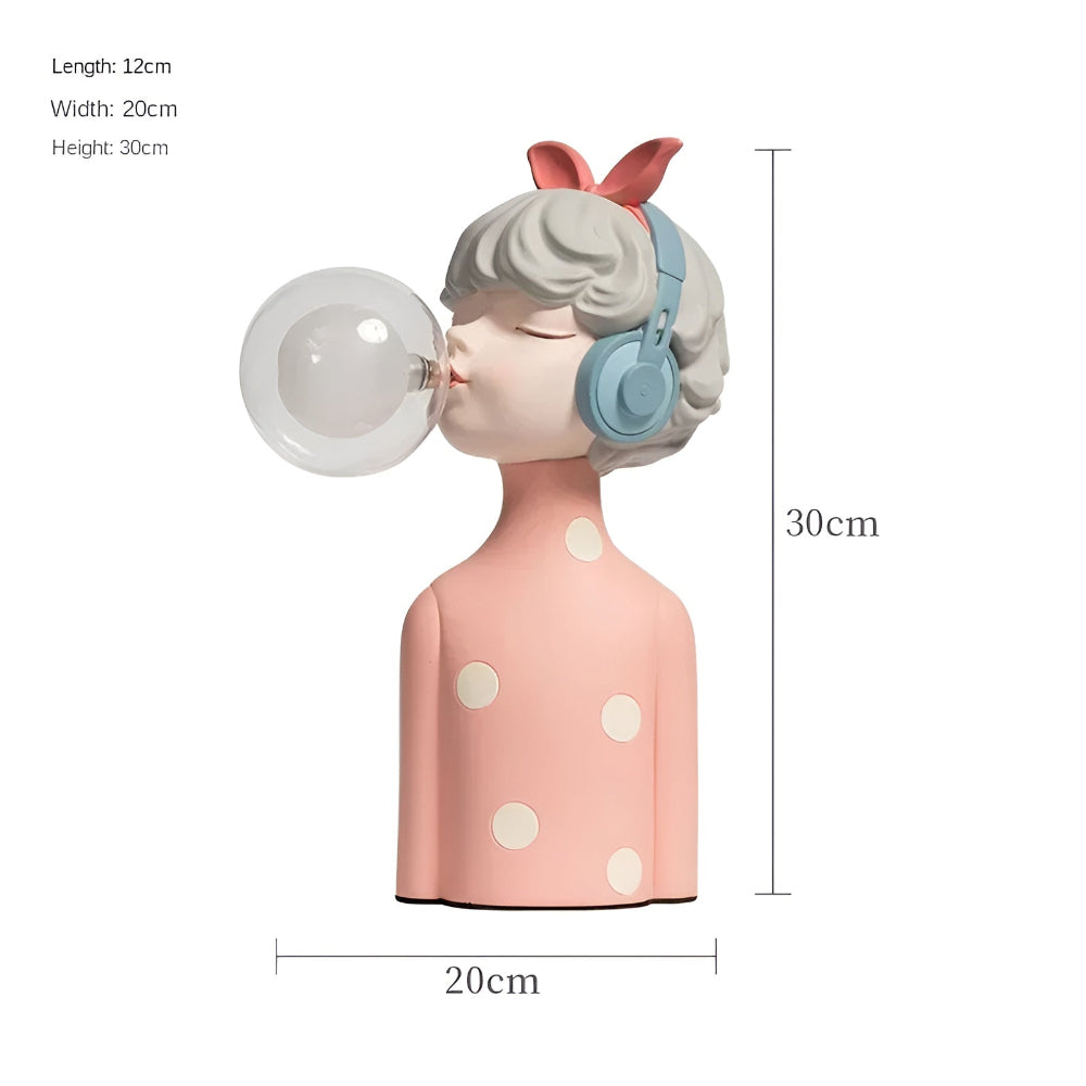 Illuminated Sculptural Figure Night Light USB Powered LED Polymer Glass 9.8 × 8.3 × 11.6 in for Nightstand Office Desk Ambient Glow Decorati | Thomler