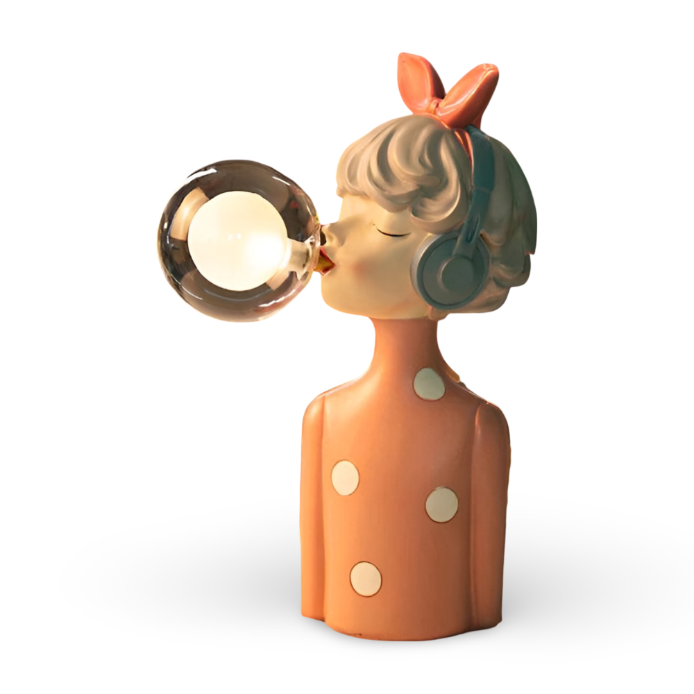 Illuminated Sculptural Figure Night Light USB Powered LED Polymer Glass 9.8 × 8.3 × 11.6 in for Nightstand Office Desk Ambient Glow Decorati | Thomler