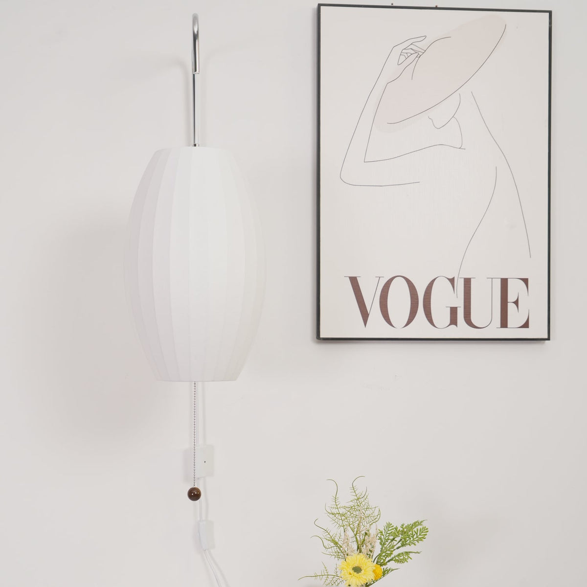 Draaibare bolwandlamp met verstelbaar snoer 40 cm in walnoot chroom afwerking plug-in led-wandlamp voor slaapkamer kantoor woonkamer