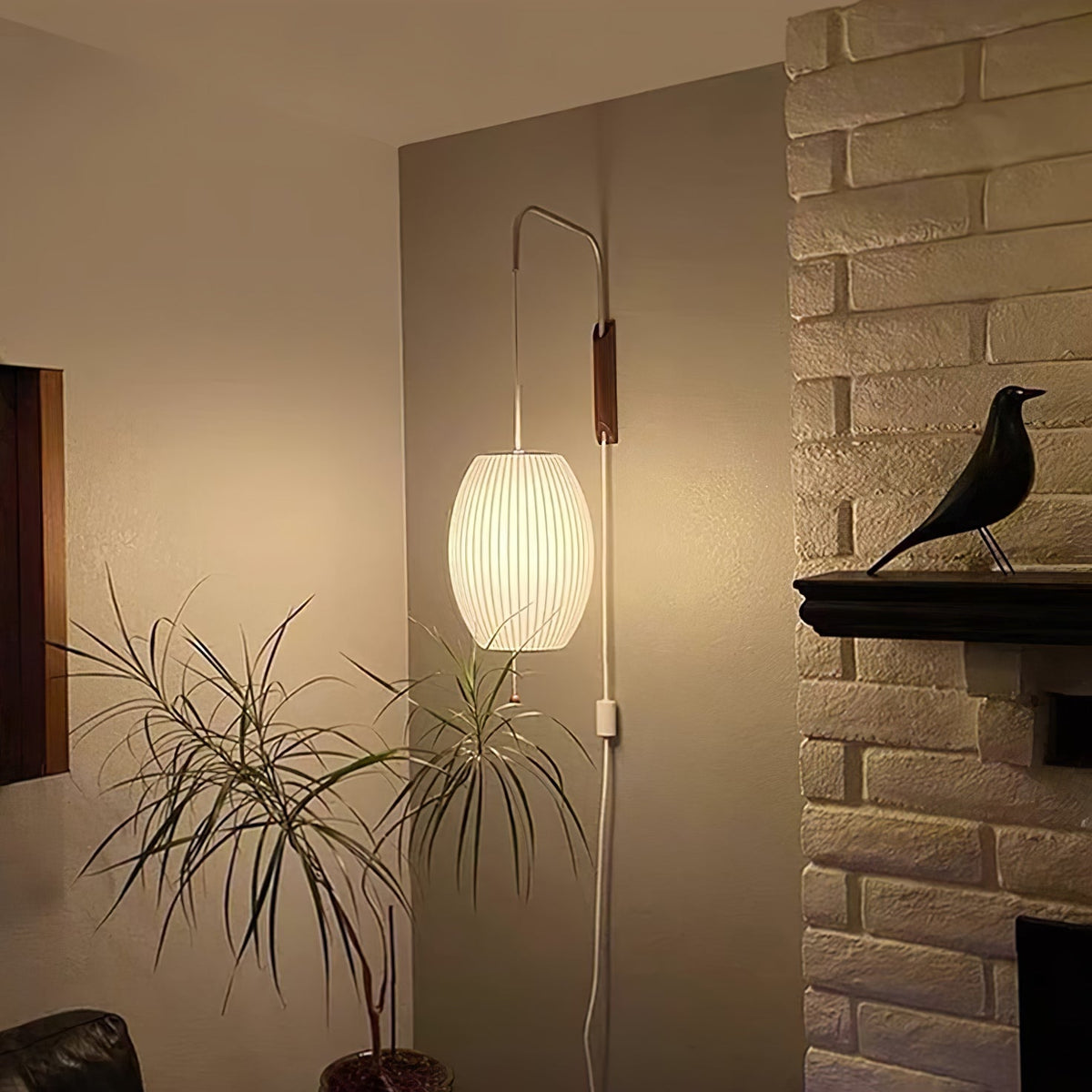 Draaibare bolwandlamp met verstelbaar snoer 40 cm in walnoot chroom afwerking plug-in led-wandlamp voor slaapkamer kantoor woonkamer