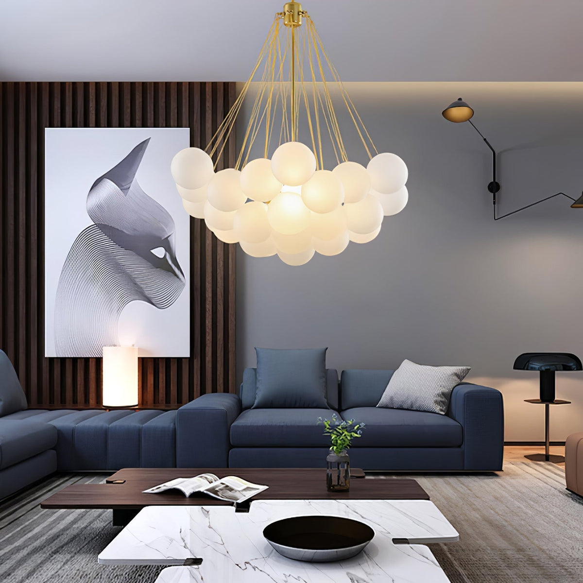 Bubble Pendant Light Multi-Globe Adjustable Ceiling Fixture Gold Black Chrome for Dining Room Living Room Foyer 19-73 Lights
