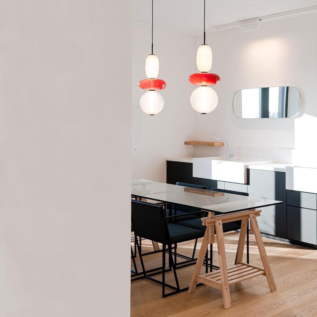 Multi-Glas-LED-Deckenleuchte, 20 Zoll, bunte getönte Glas-Hängeleuchten für Esszimmer, Küche, Schlafzimmer, moderner böhmischer Akzent-Kronleuchter, verstellbar